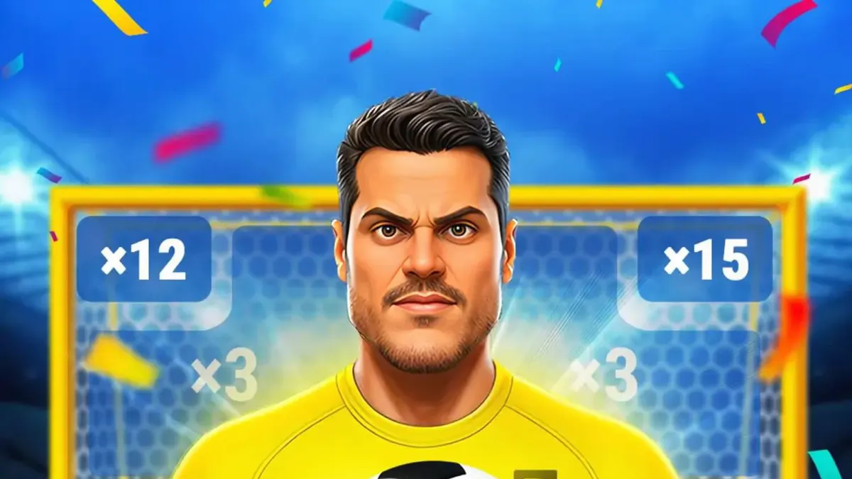 Penalty Duel with Júlio César game interface showing the penalty spot and goal zones